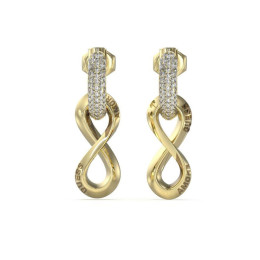 Boucles d'oreilles femme Guess, Amore, acier PVD jaune et cristaux JUBE05051JWYG