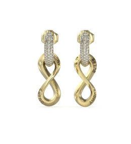Boucles d'oreilles femme Guess, Amore, acier PVD jaune et cristaux JUBE05051JWYG