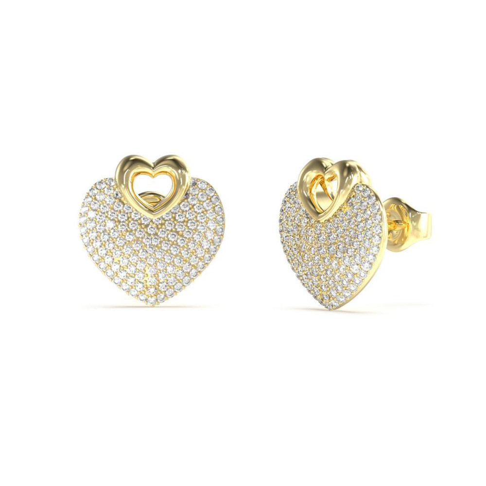Boucles d'oreilles femme Guess, Crazy in love, acier PVD jaune et cristaux JUBE05213JWYG