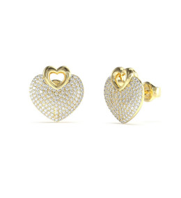 Boucles d'oreilles femme Guess, Crazy in love, acier PVD jaune et cristaux JUBE05213JWYG