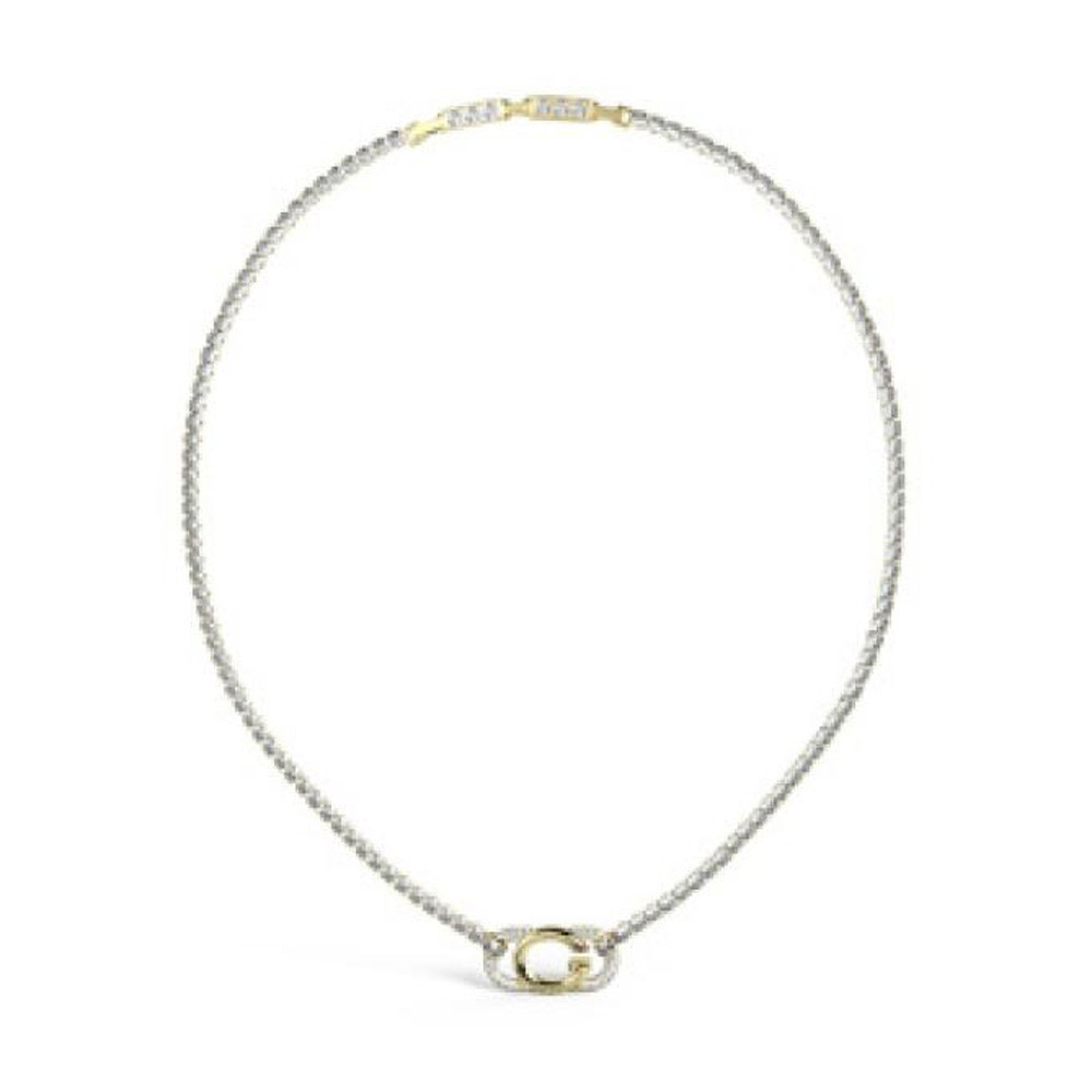 Collier Guess JUBN04506JWYG. Chaîne strassée avec pendentif G doré