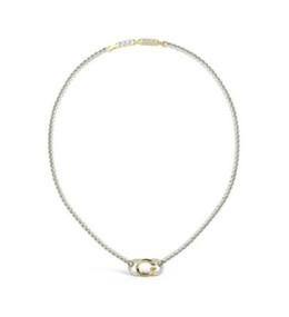 Collier Guess JUBN04506JWYG. Chaîne strassée avec pendentif G doré