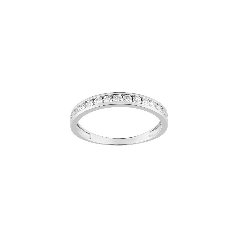 Alliance or gris 375/1000, oxydes de zirconium serti rail, taille brillant by Stauffer