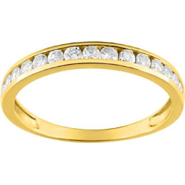 Alliance or jaune 375/1000, oxydes de zirconium serti rail, taille brillant by Stauffer