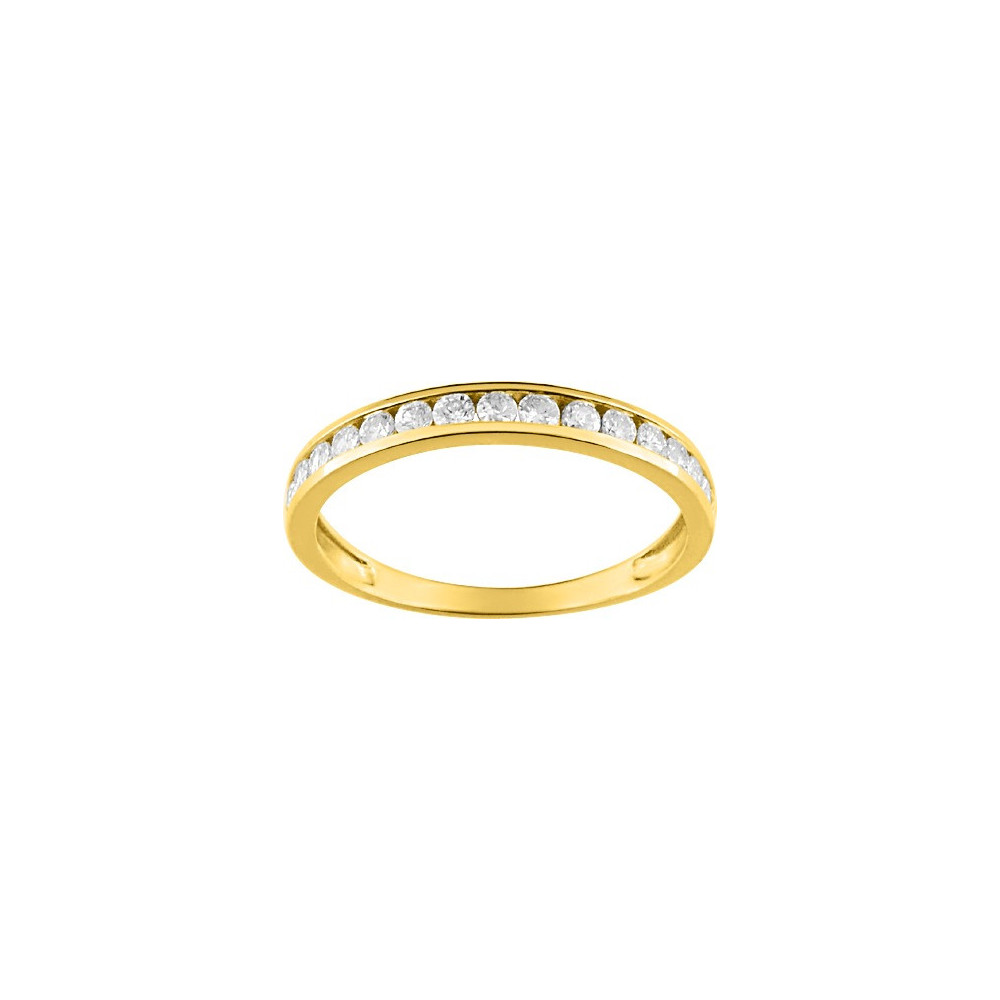 Alliance or jaune 375/1000, oxydes de zirconium serti rail, taille brillant by Stauffer