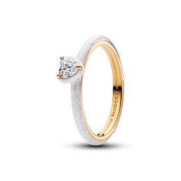 Bague Pandora Me, Coeur chakra blanc, en métal doré or jaune 585/1000, 163088C01