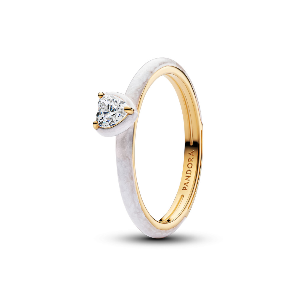 Bague Pandora Me, Coeur chakra blanc, en métal doré or jaune 585/1000, 163088C01 Bague Pandora Me, Coeur chakra blanc, en métal doré or jaune 585/1000, 163088C01