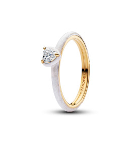 Bague Pandora Me, Coeur chakra blanc, en métal doré or jaune 585/1000, 163088C01