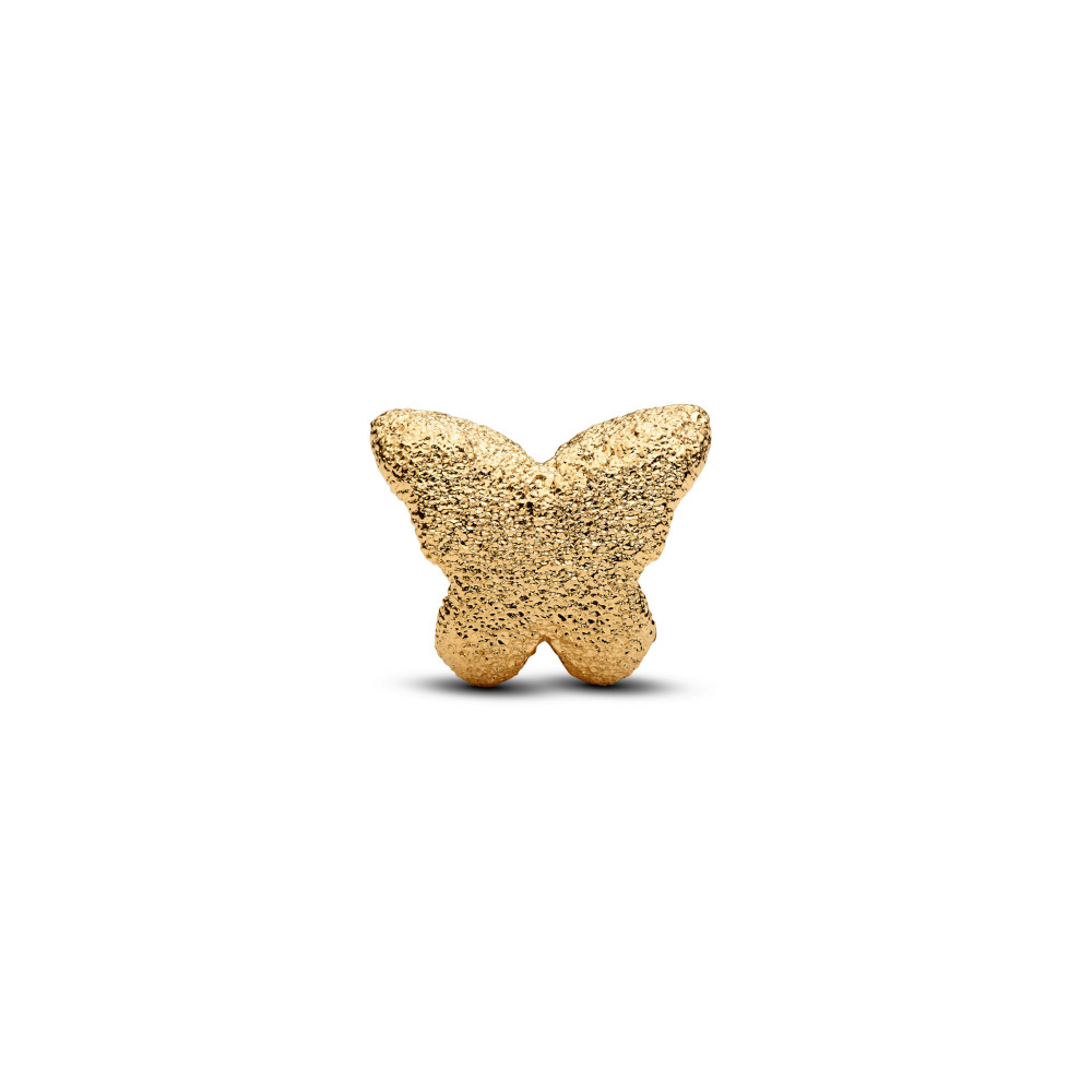 Charm Pandora, Mini papillon texturé, en métal doré or jaune 585/1000, 764046C00
