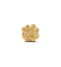 Charm Pandora, Mini trèfle à quatre feuilles texturé, en métal doré or jaune 585/1000, 764047C00