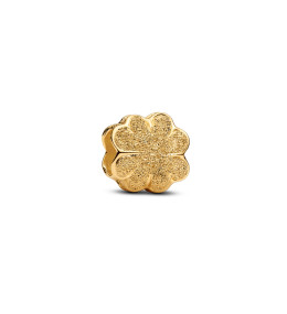 Le Charm Pandora Mini Trèfle à Quatre Feuilles Texturé en Métal Doré Or Jaune 585/1000