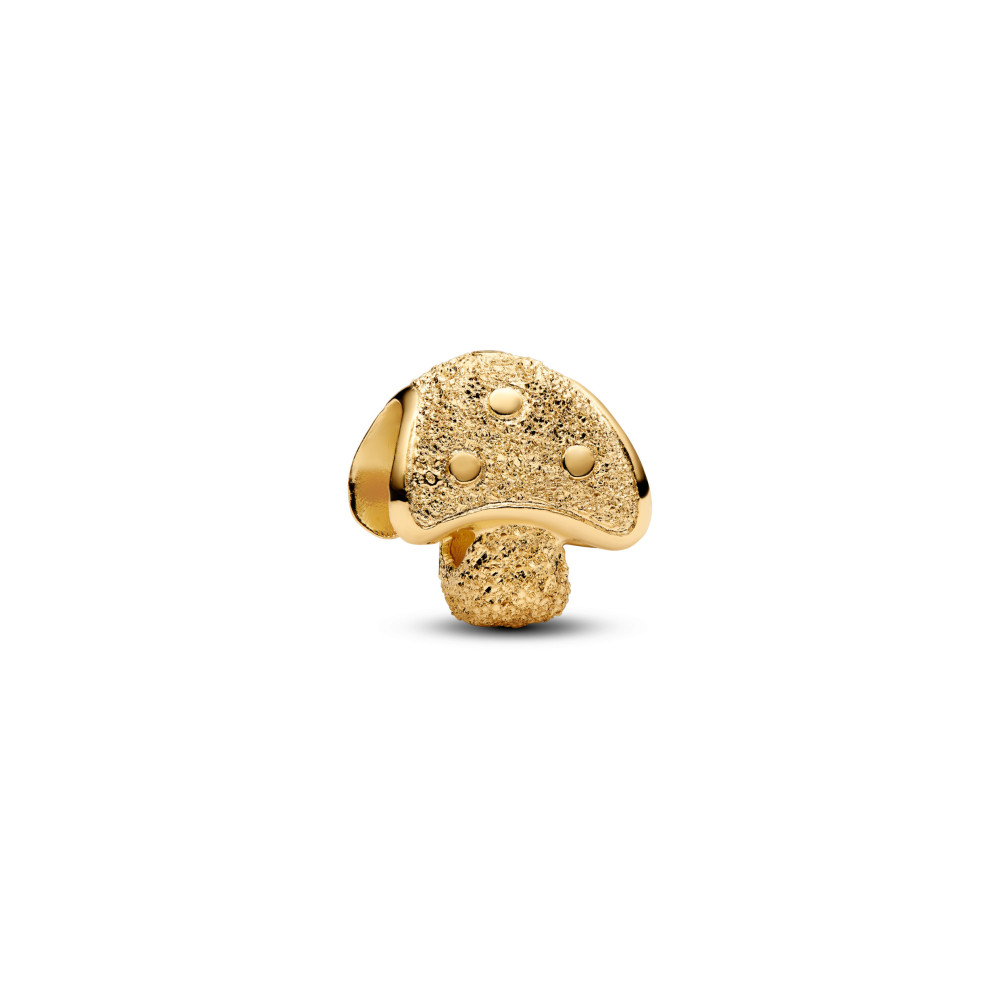 Charm Pandora, Mini champignon texturé, en métal doré or jaune 585/1000, 764048C00