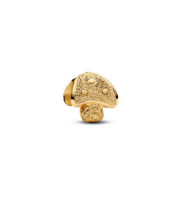 Charm Pandora, Mini champignon texturé, en métal doré or jaune 585/1000, 764048C00