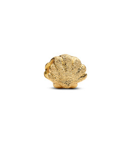 Charm Pandora, Mini coquillage texturé, en métal doré or jaune 585/1000, 764057C00