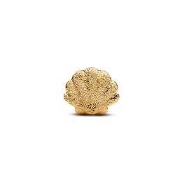 Le Charm Mini coquillage Texturé Pandora en métal doré or Jaune 585/1000