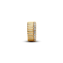 Le Charm Clip Pandora Rainures Scintillantes en métal doré or Jaune 585/1000 – Élégance et Brillance