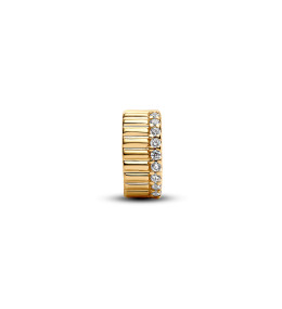Le Charm Clip Pandora Rainures Scintillantes en métal doré or Jaune 585/1000 – Élégance et Brillance
