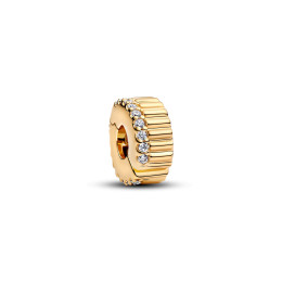 Charm clip Pandora, rainure scintillantes en métal doré or jaune 585/1000, 764078C01