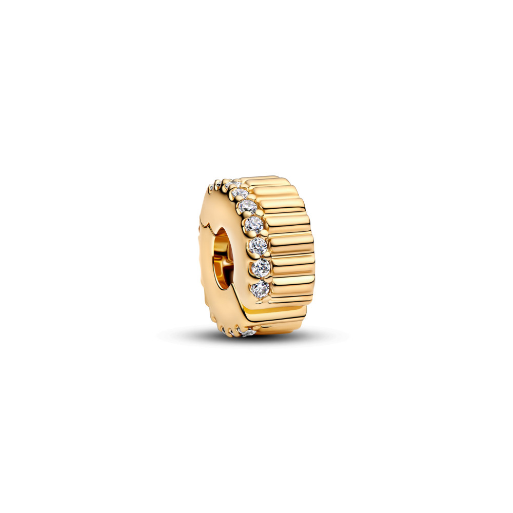 Charm clip Pandora, rainure scintillantes en métal doré or jaune 585/1000, 764078C01