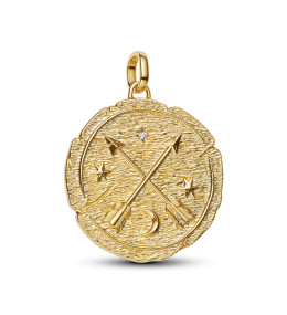 Le Charm Pandora talisman flèches croisées en métal doré or jaune 585/1000, Symbolique céleste