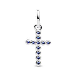 Le Charm Pandora Me Croix Bleue Scintillante en Argent 925/1000