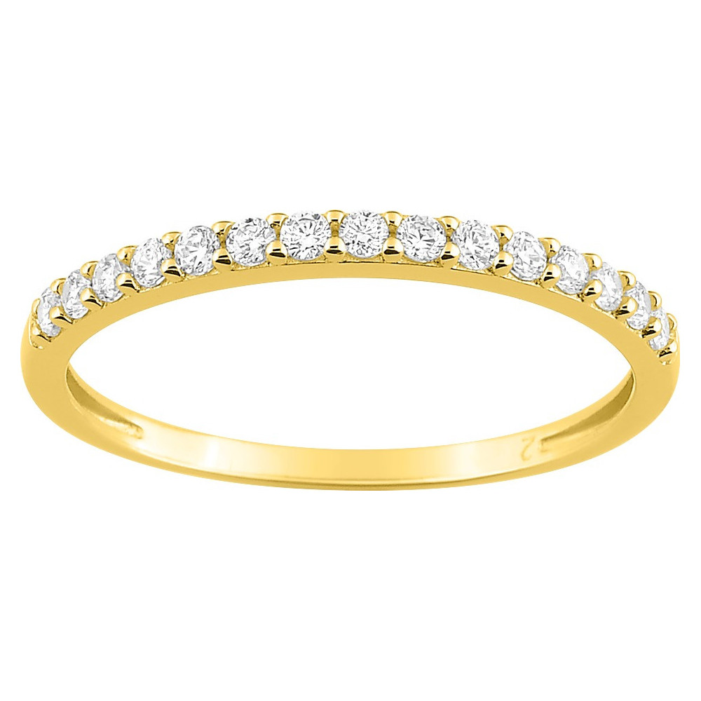 Alliance or jaune 375/1000, oxydes de zirconium serti 2 griffes, taille brillant by Stauffer