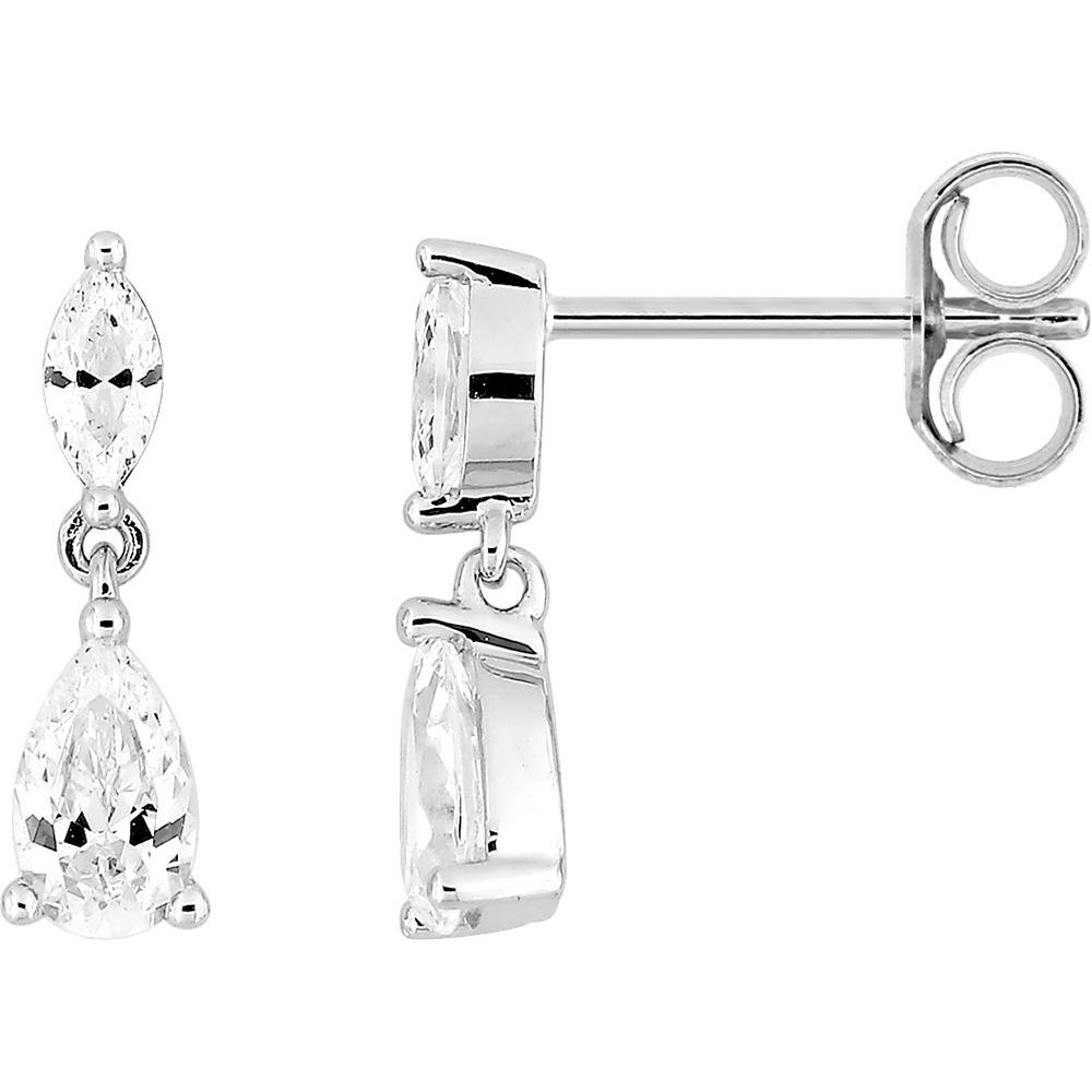 Boucles d'oreilles pendentif or gris 375/1000, oxydes de zirconium, élégance intemporelle, by Stauffer