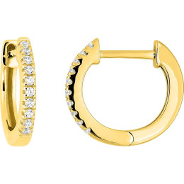 Boucles d'oreilles créoles or jaune 375/1000, oxydes de zirconium, élégance brillante, by Stauffer