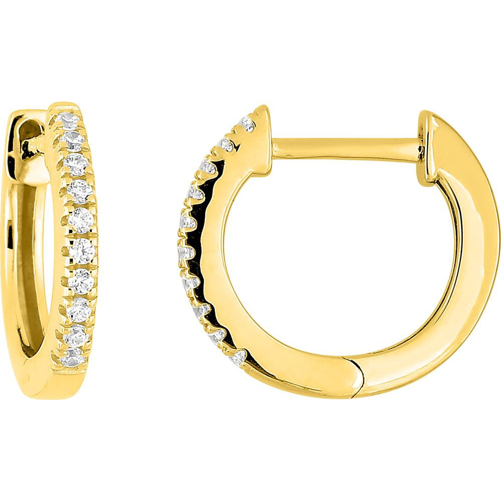 Boucles d'oreilles créoles or jaune 375/1000, oxydes de zirconium, élégance brillante, by Stauffer