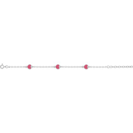Le Bracelet argent 925 avec cœurs roses émaillés. Bijou romantique Stauffer