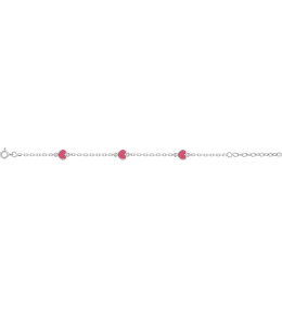 Le Bracelet argent 925 avec cœurs roses émaillés. Bijou romantique Stauffer