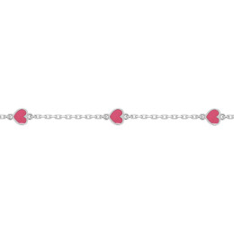 Bracelet argent 925/1000, motif coeurs et laque rose, by Stauffer