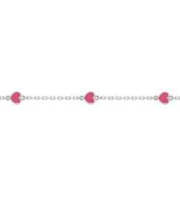 Bracelet argent 925/1000, motif coeurs et laque rose, by Stauffer