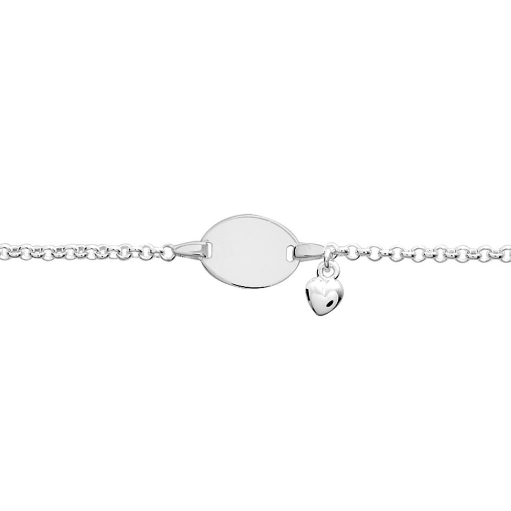 Gourmette bébé argent 925/1000, mailles jaseron + coeur by Stauffer