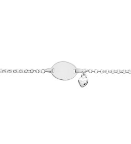 Gourmette bébé argent 925/1000, mailles jaseron + coeur by Stauffer