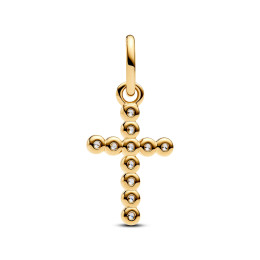 Pendentif Croix Dorée avec Zircon. Charm Pandora Élégant