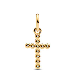 Pendentif Croix Dorée avec Zircon. Charm Pandora Élégant
