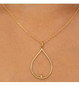 Collier plaqué or La Garçonne avec diamant. Bijou élégant femme
