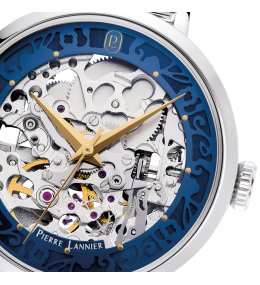 Montre Femme Pierre Lannier Squelette Automatique Acier et Cadran Bleu