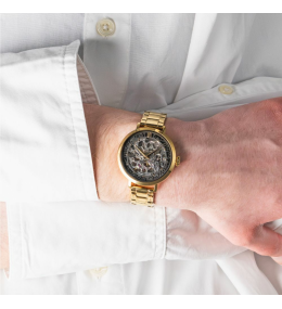 Montre automatique femme Pierre Lannier dorée, Squelette chic