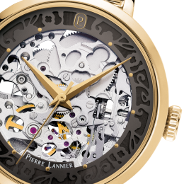 Montre automatique femme Pierre Lannier dorée, Squelette chic