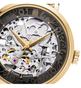 Montre automatique femme Pierre Lannier dorée, Squelette chic