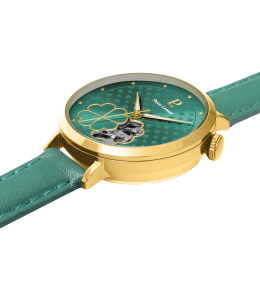 Montre femme automatique Pierre Lannier Espérance, Acier doré & cuir