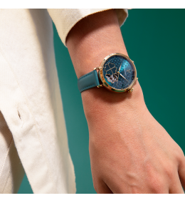 Montre femme automatique Pierre Lannier Espérance, Acier doré & cuir