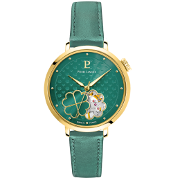 Montre femme Pierre Lannier ESPERANCE automatique en acier PVD jaune et cuir, 147K577
