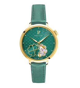 Montre femme Pierre Lannier ESPERANCE automatique en acier PVD jaune et cuir, 147K577