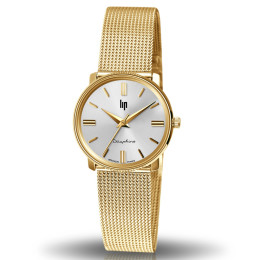 Montre Femme Lip Dauphine, 29 mm, quartz, acier PVD jaune 671474