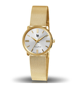 Montre Femme Lip Dauphine, 29 mm, quartz, acier PVD jaune 671474