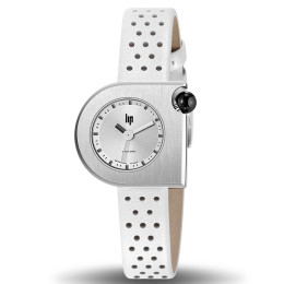 Montre Femme Lip Mach 2000 Mini, 30 X 28 mm, quartz, acier et cuir 671191