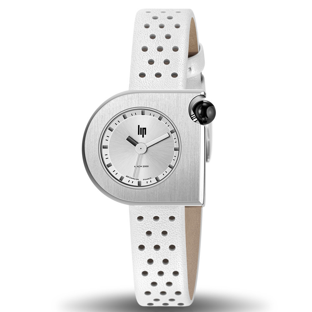 Montre Femme Lip Mach 2000 Mini, 30 X 28 mm, quartz, acier et cuir 671191 Montre Femme Lip Mach 2000 Mini, 30 X 28 mm, quartz, acier et cuir 671191